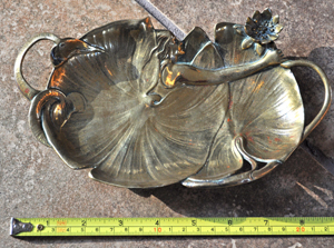 Art Nouveau brass lily/nymph tray